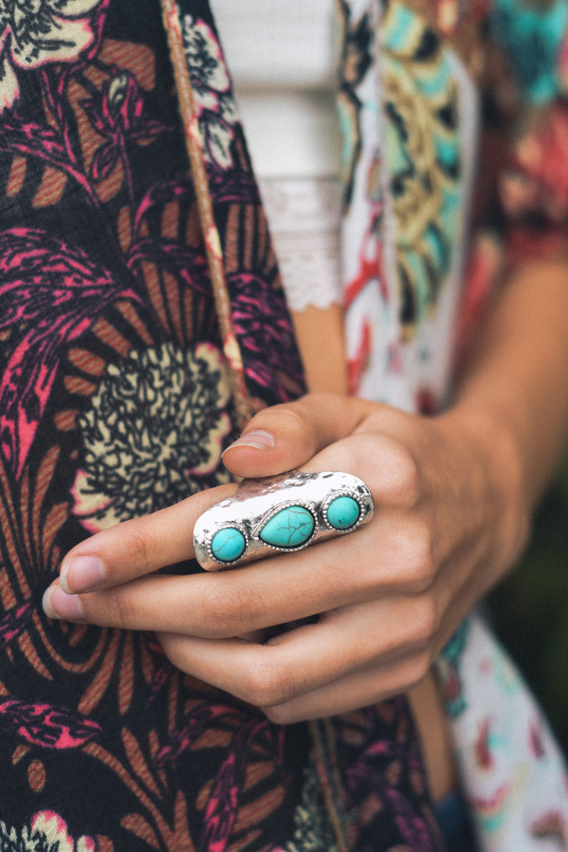 Waterfall Droplet Turquoise Stone Ring-Soul Flow Apparel