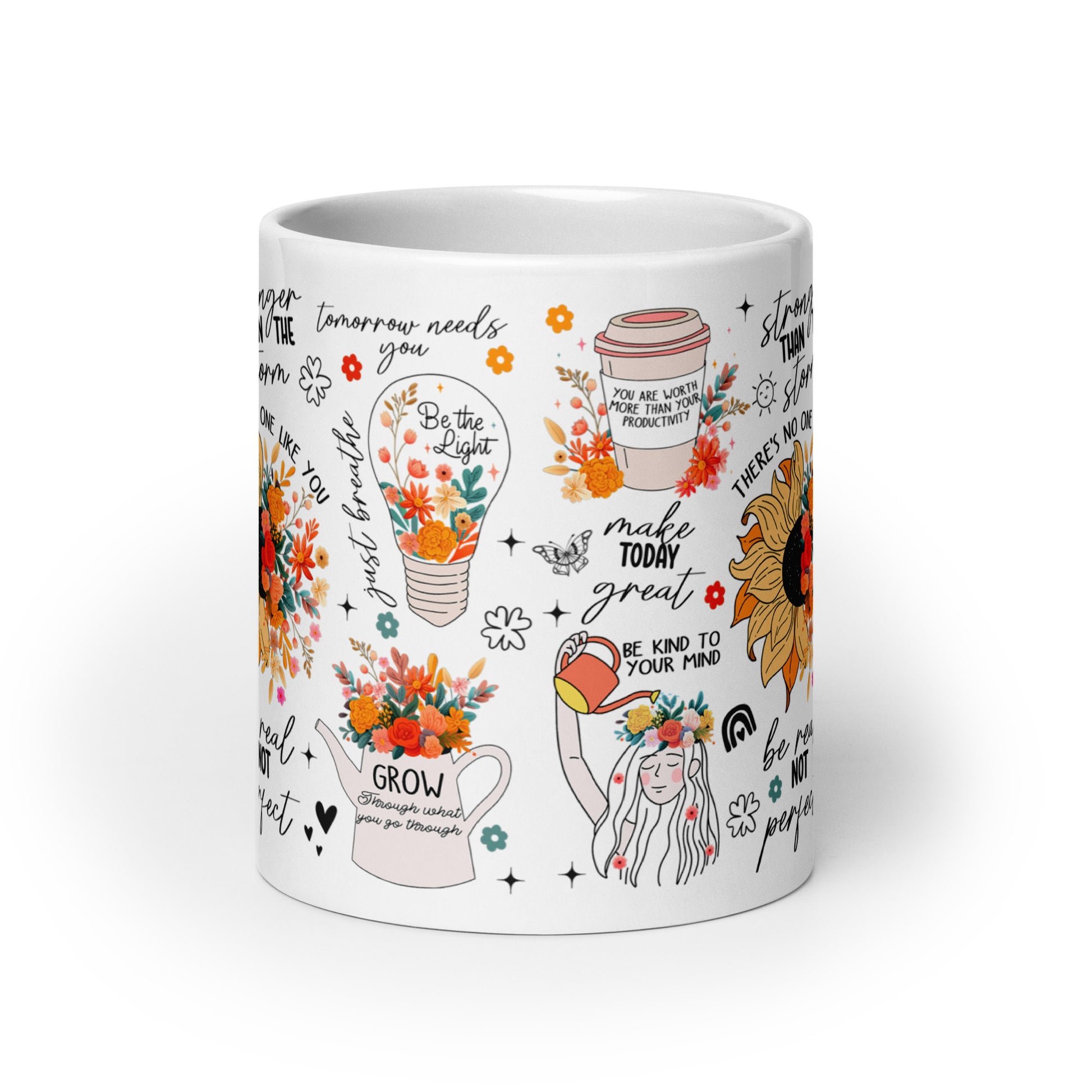 Feed You Mind White glossy mug-Soul Flow Apparel