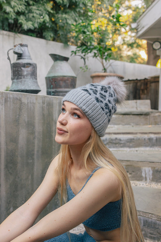 Wild Leopard Knit Beanie-Soul Flow Apparel