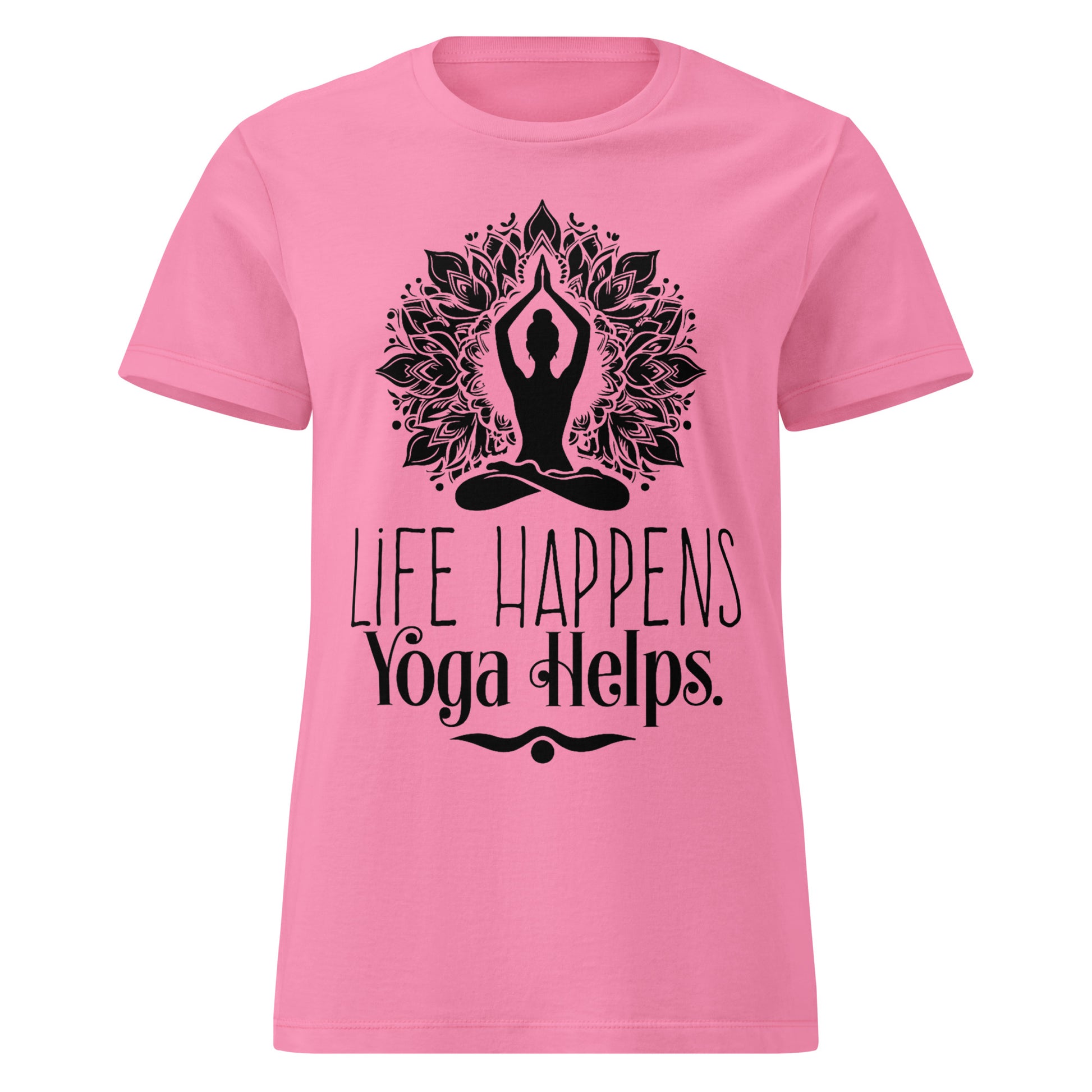 Life Happens Yoga Helps Women’s basic softstyle t-shirt-Soul Flow Apparel