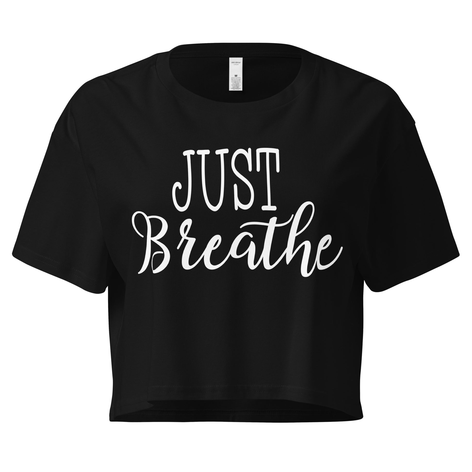 Just Breath Script Women’s crop top-Soul Flow Apparel