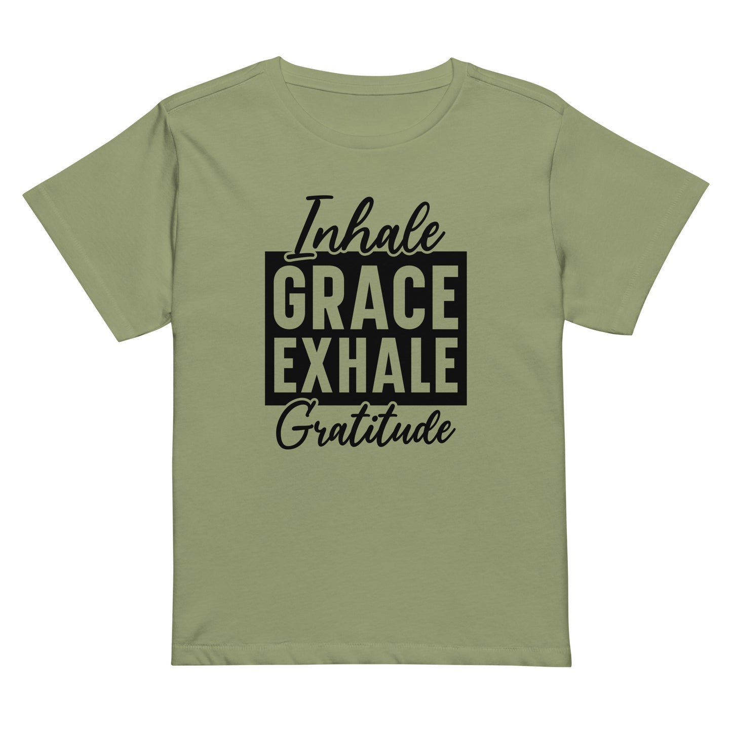 Inhale Grace Women’s high-waisted t-shirt-Soul Flow Apparel