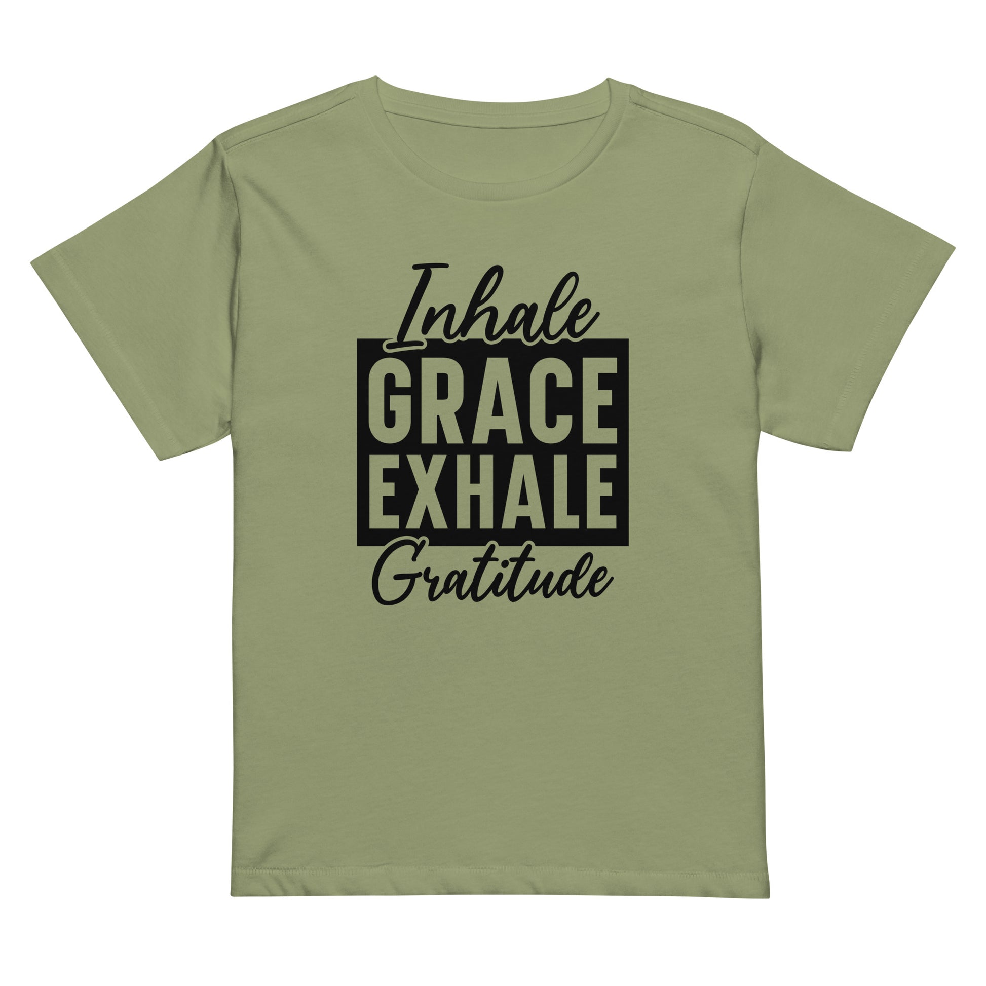 Inhale Grace Women’s high-waisted t-shirt-Soul Flow Apparel