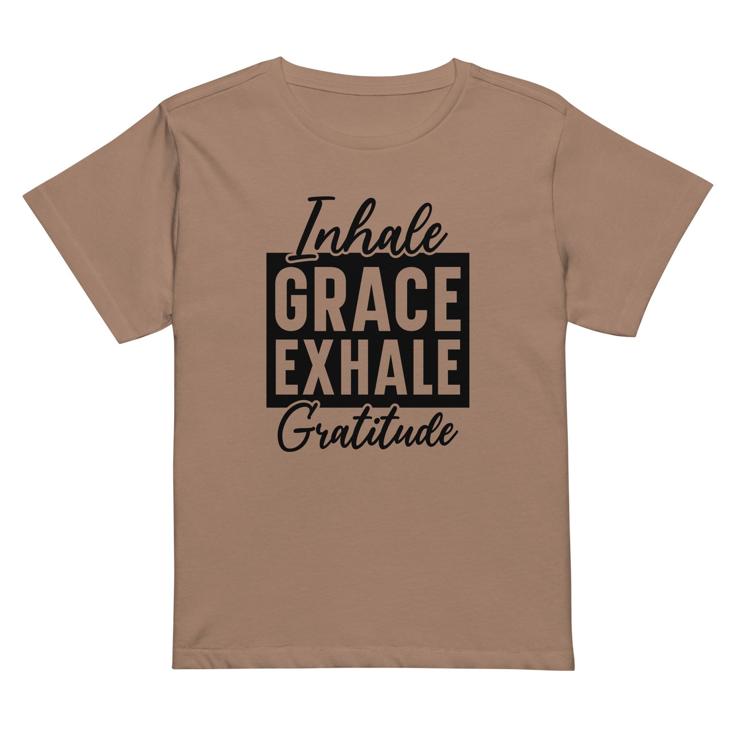 Inhale Grace Women’s high-waisted t-shirt-Soul Flow Apparel