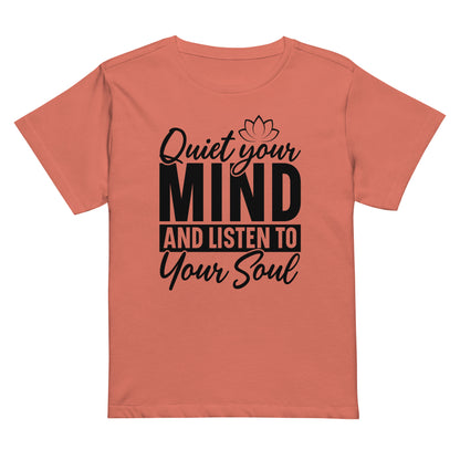 Quiet Your Mind Women’s high-waisted t-shirt-Soul Flow Apparel