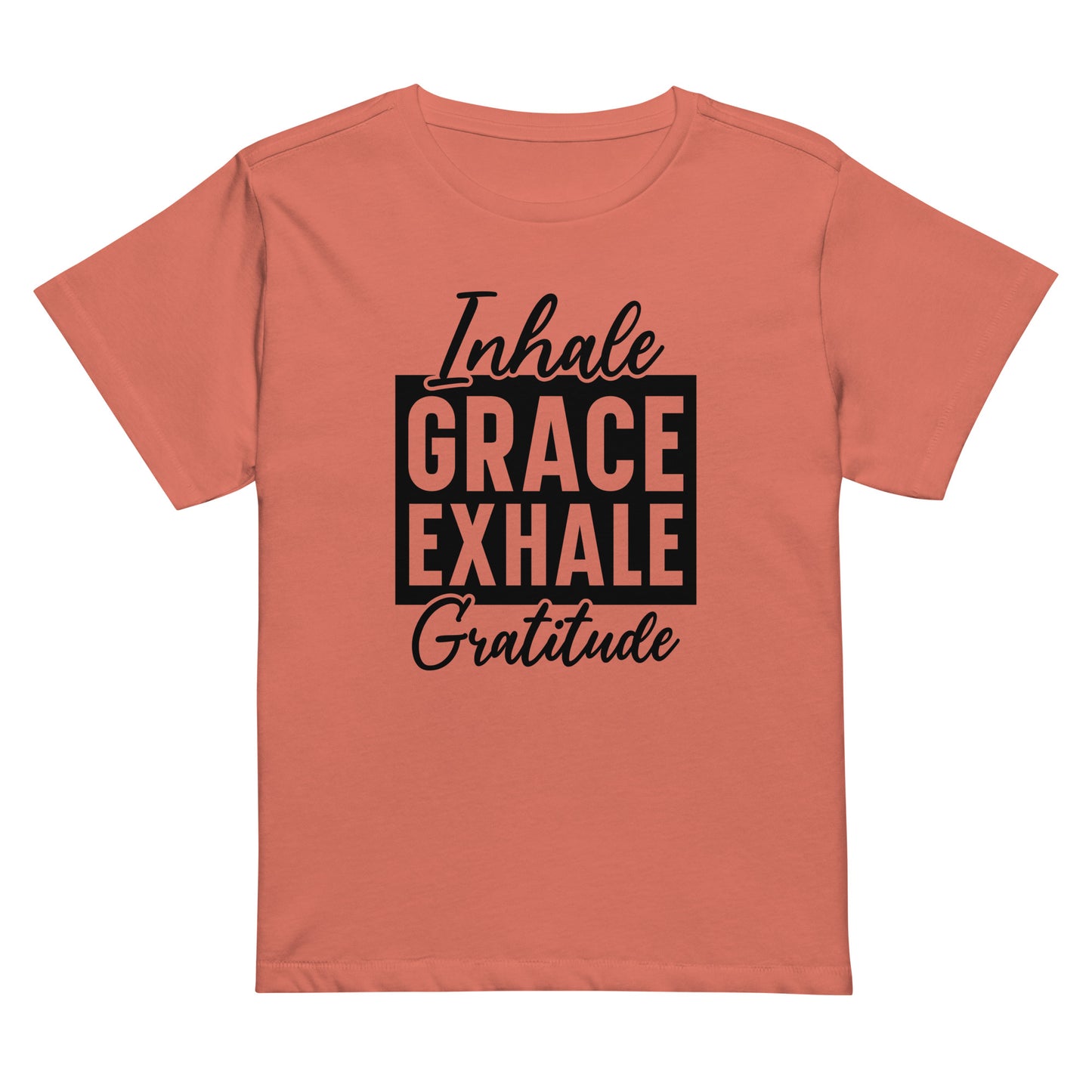 Inhale Grace Women’s high-waisted t-shirt-Soul Flow Apparel