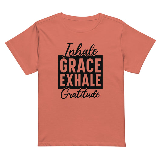 Inhale Grace Women’s high-waisted t-shirt-Soul Flow Apparel