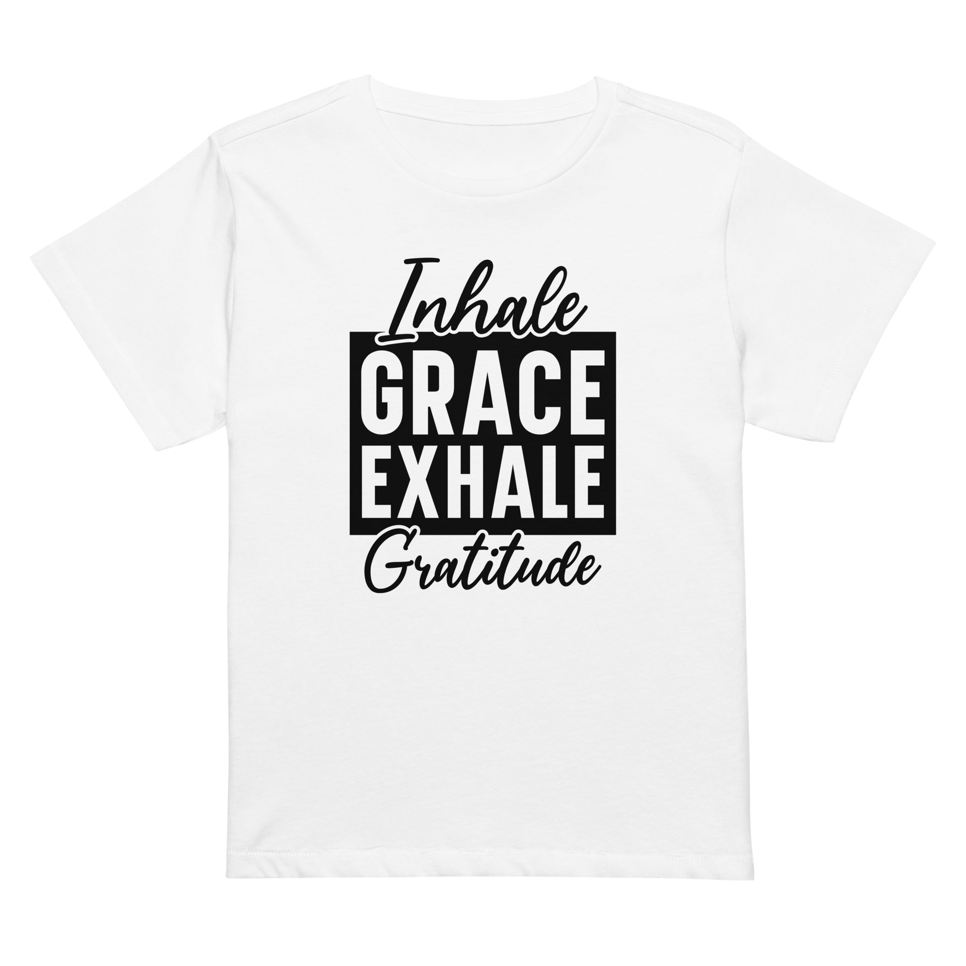 Inhale Grace Women’s high-waisted t-shirt-Soul Flow Apparel