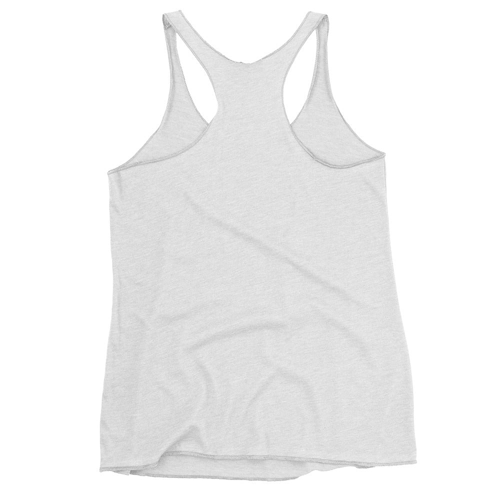 Soul Flow Yoga Store white heather racerback tank top back view Yoga Tank, Yoga Shirt, Yoga Apparel lightweight