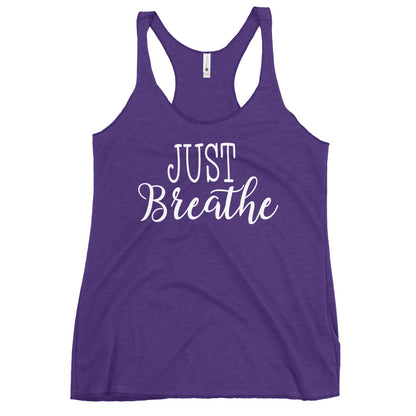 Just Breath Cursive Women's Racerback Tank-Soul Flow Apparel