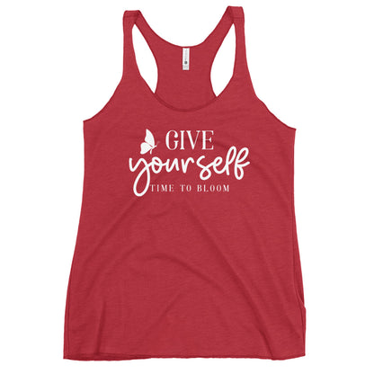 Give Yourself Time To Bloom Women's Racerback Tank-Soul Flow Apparel