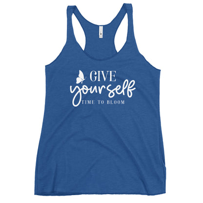 Give Yourself Time To Bloom Women's Racerback Tank-Soul Flow Apparel