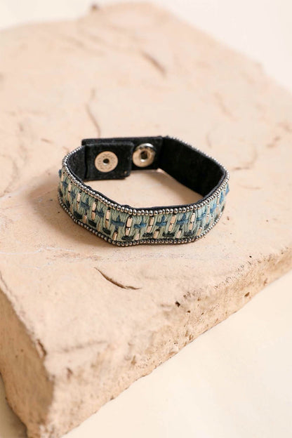 Woven Velvet Snap Bracelet-Soul Flow Apparel